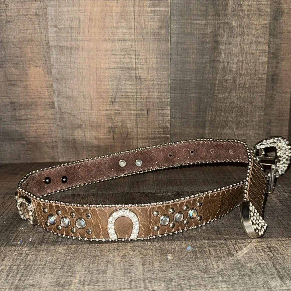 NOCONA ‎ Rhinestone Studded Belt-size 22